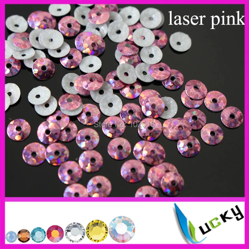 4mm Super Shiny HEAT  Spangle Sequin Heat Sequin With  Hole LASER PINK color Strong glue