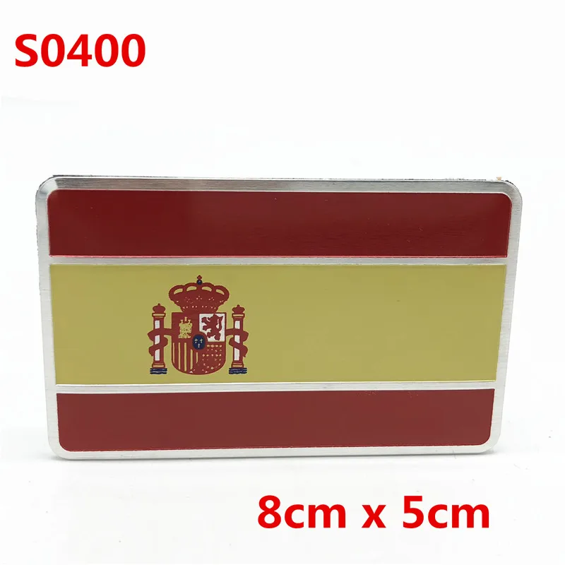 Car Styling 3D Aluminum Spain Flag National Flag Shield Emblem Badge Motorcycle Accessories  for Seat Leon Ibiza Ford Citroen VW