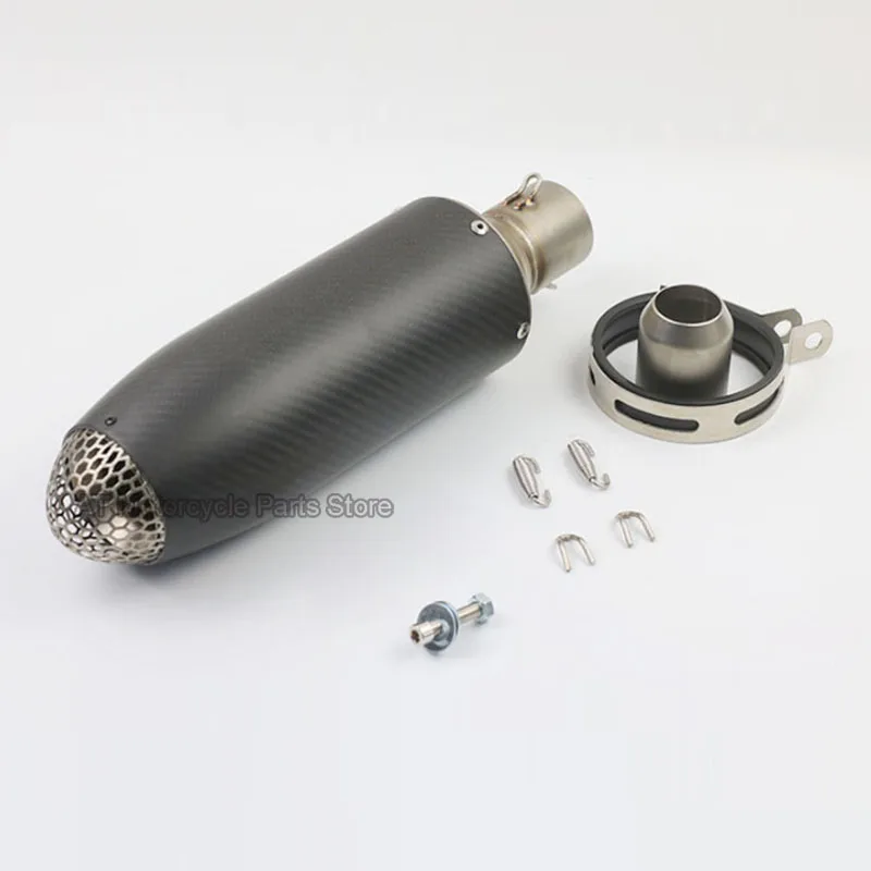 Carbon Fiber Universal Motorcycle Exhaust Pipe Muffler Pipe Bullet Style For Most Motobike For Ak Fried Street