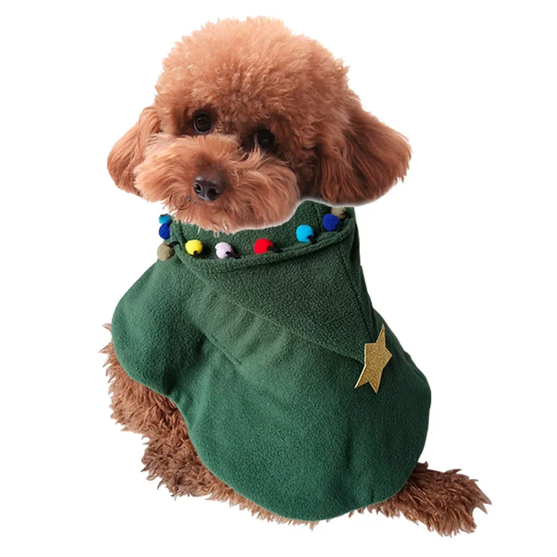 Christmas Tree Style Dog Clothes Pet Dog Cloak Trench Coat Jacket Dog Autumn Winter Jacket Warm Fleece Pet Coat ClothingXS-XL