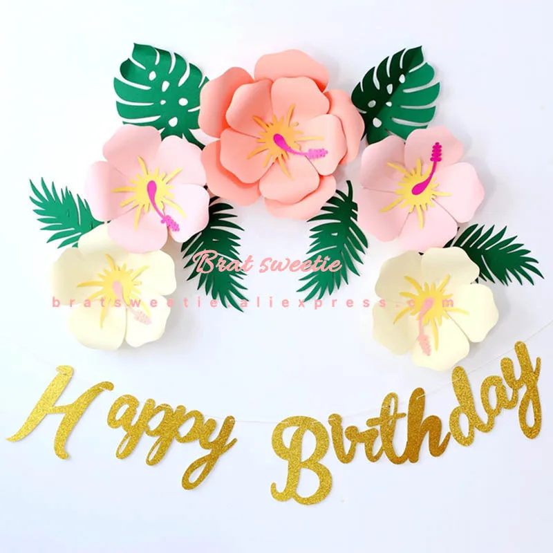 Flamingo Party DIY Fake Paper Flower Artificial Flowers Set for Summer Hawaiian Birthday Wall Wedding Decorations Party Supplies