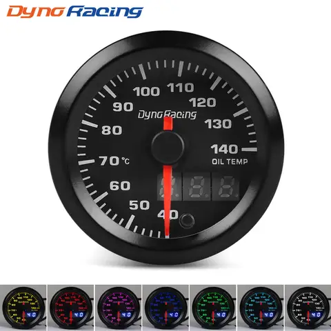 Dynoracing 52mm 듀얼 디스플레이 오일 온도 게이지 7 색 Led 40-140 섭씨 오일 온도 측정기 (스테퍼 모터 BX 포함) 101499