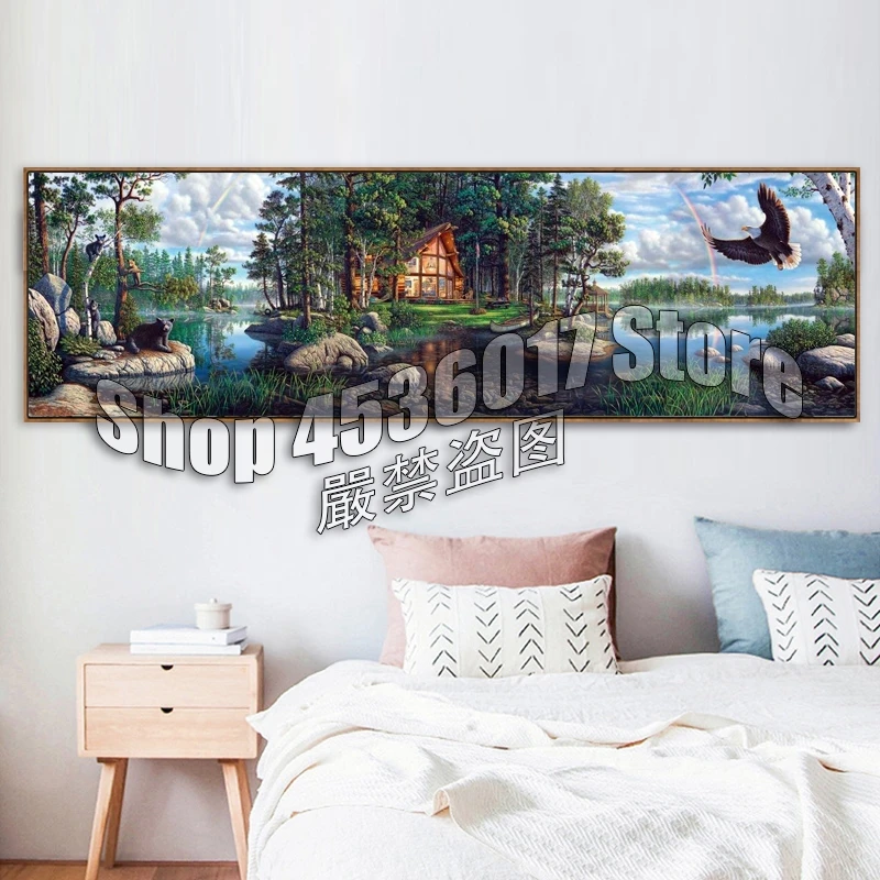 Full Diy Diamond Painting Cross-Switch Birds Lakes Eagle scenery Diamond Embroidery Rhinestones Panoramic Paintings Mosaic Decor