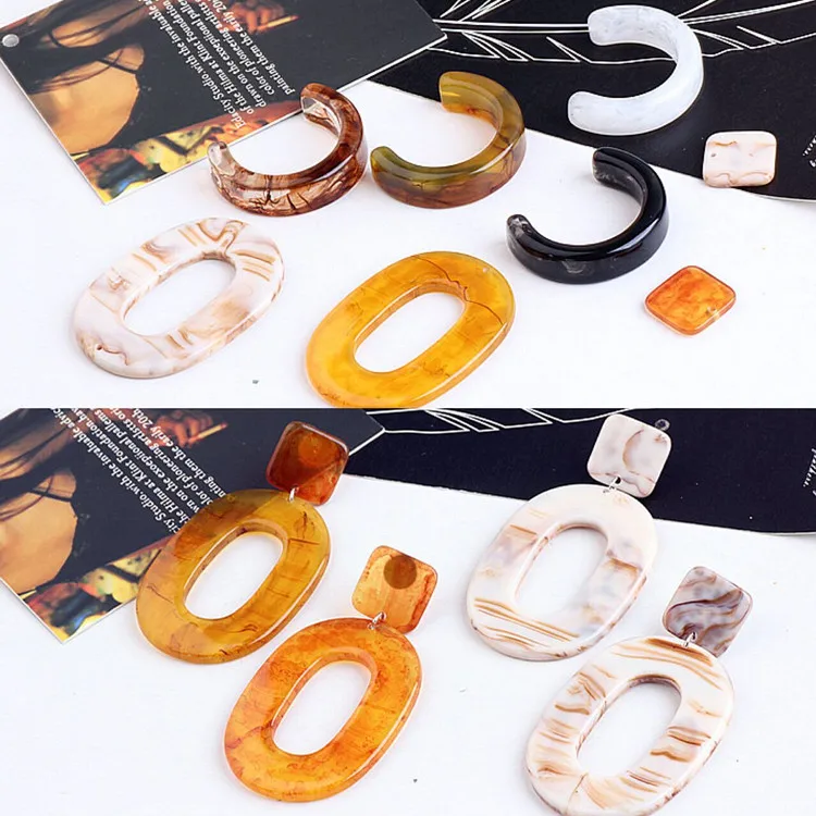 DIY handmade jewelry accessories South Korea C acetate oval ring earrings earrings pendant earrings square pendant material