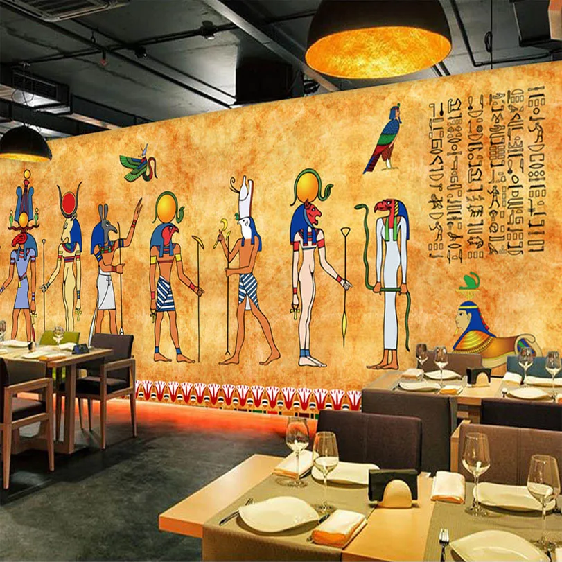 Custom 3D Photo Wallpaper Vintage Egyptian Murals Bar Restaurant Background Home Decorative Wall Painting Mural Wallpaper Art