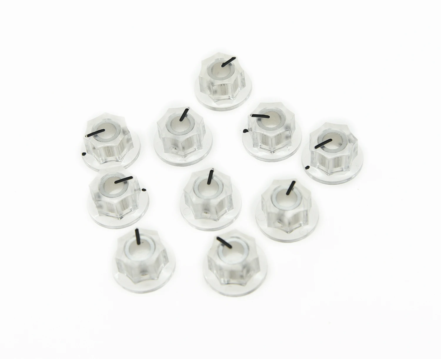 10x  Transparent Small Size MXR Style Skirted AMP Knob Effects Pedal Knobs Brass Insert