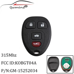 QWMEND 4 przycisk 315Mhz klucz zdalny dla Chevrolet Cobalt 2005-2010 dla Chevrolet Malibu 2004-2012 KOBGT04A 15252034 klucze do samochodu