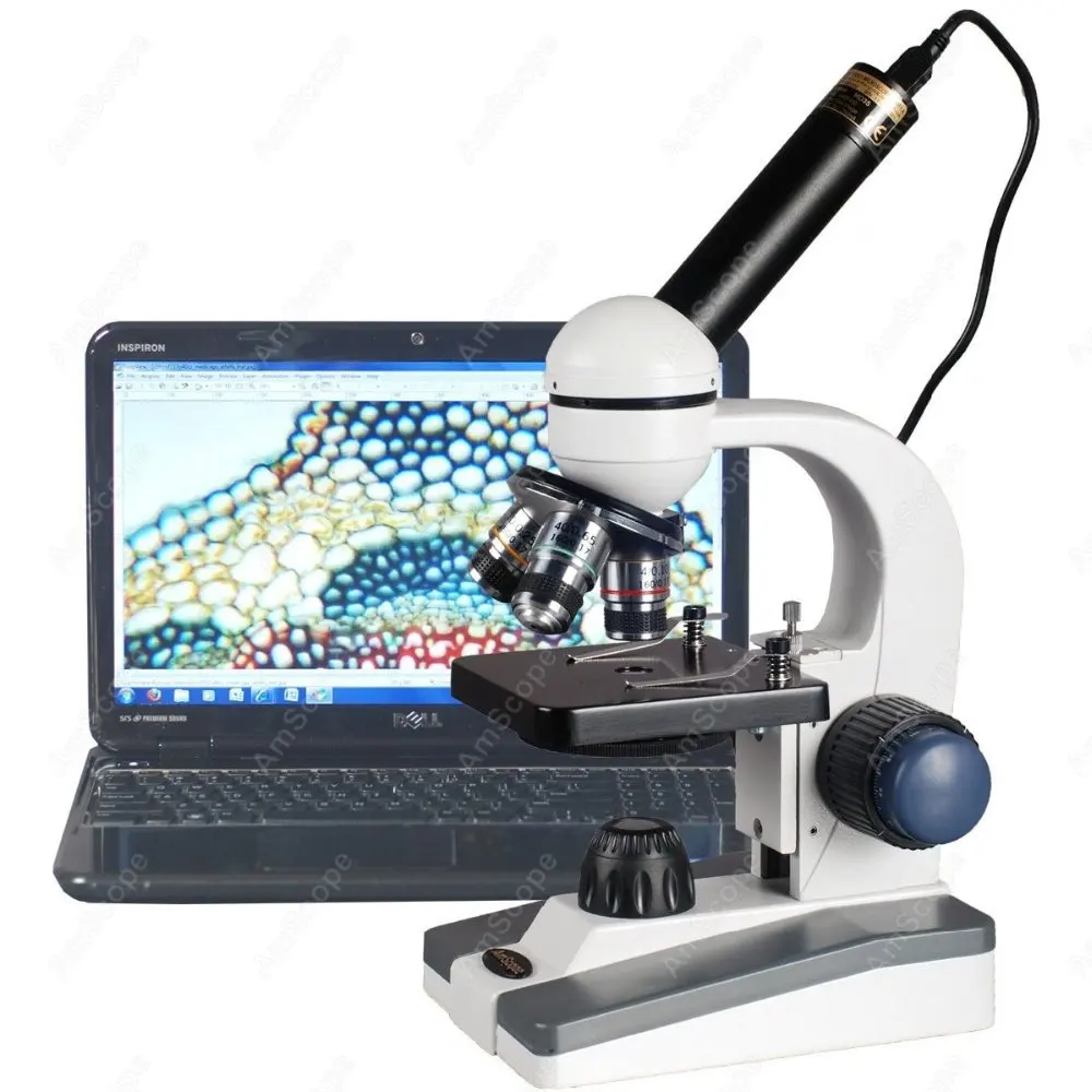 Science Student Microscope--AmScope 40X-1000X LED Coarse & Fine Focus Science Student Microscope + 1.3MP USB Camera M150C-E1