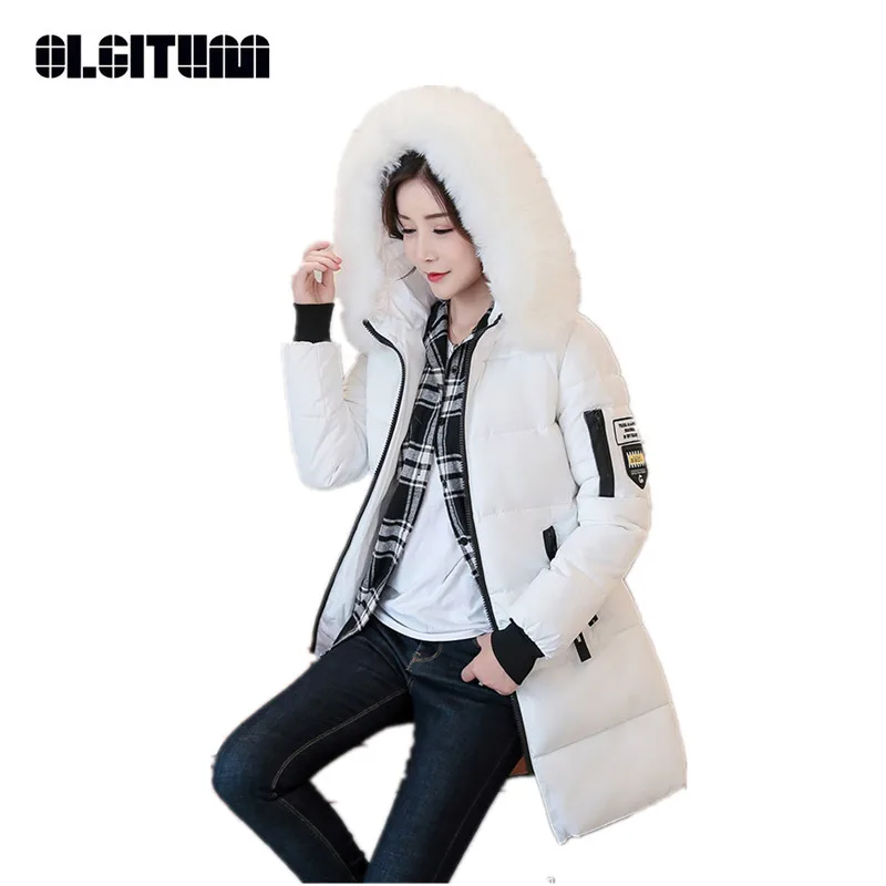 

New OLGITUM Wadded Cotton Winter Jacket Women 2020 Slim Solid Faux Fur Collar Warm Casual Coat Female Chaquetas Outwear CC608