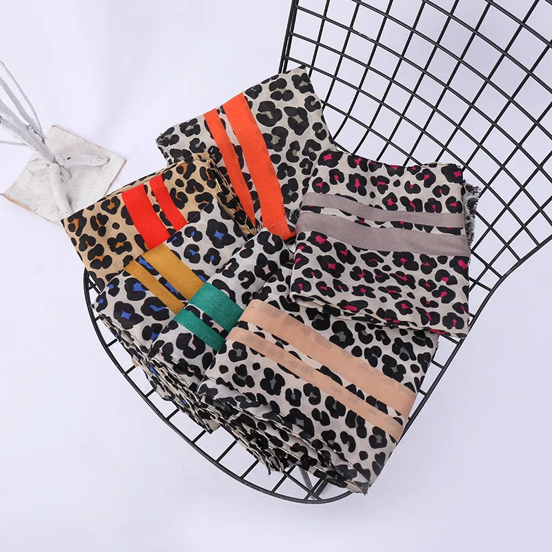 

Leopard print leopard point cotton and linen scarves dual-use shawl 6pcs/lot 2019 new spring