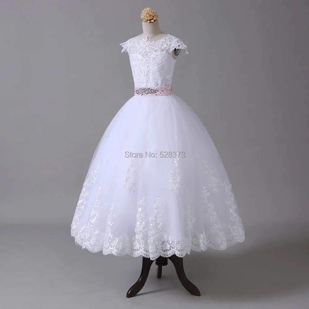 YNQNFS FG3 Real Photo Custom Made Cap Sleeves Ball Gown Flower Girl Dress