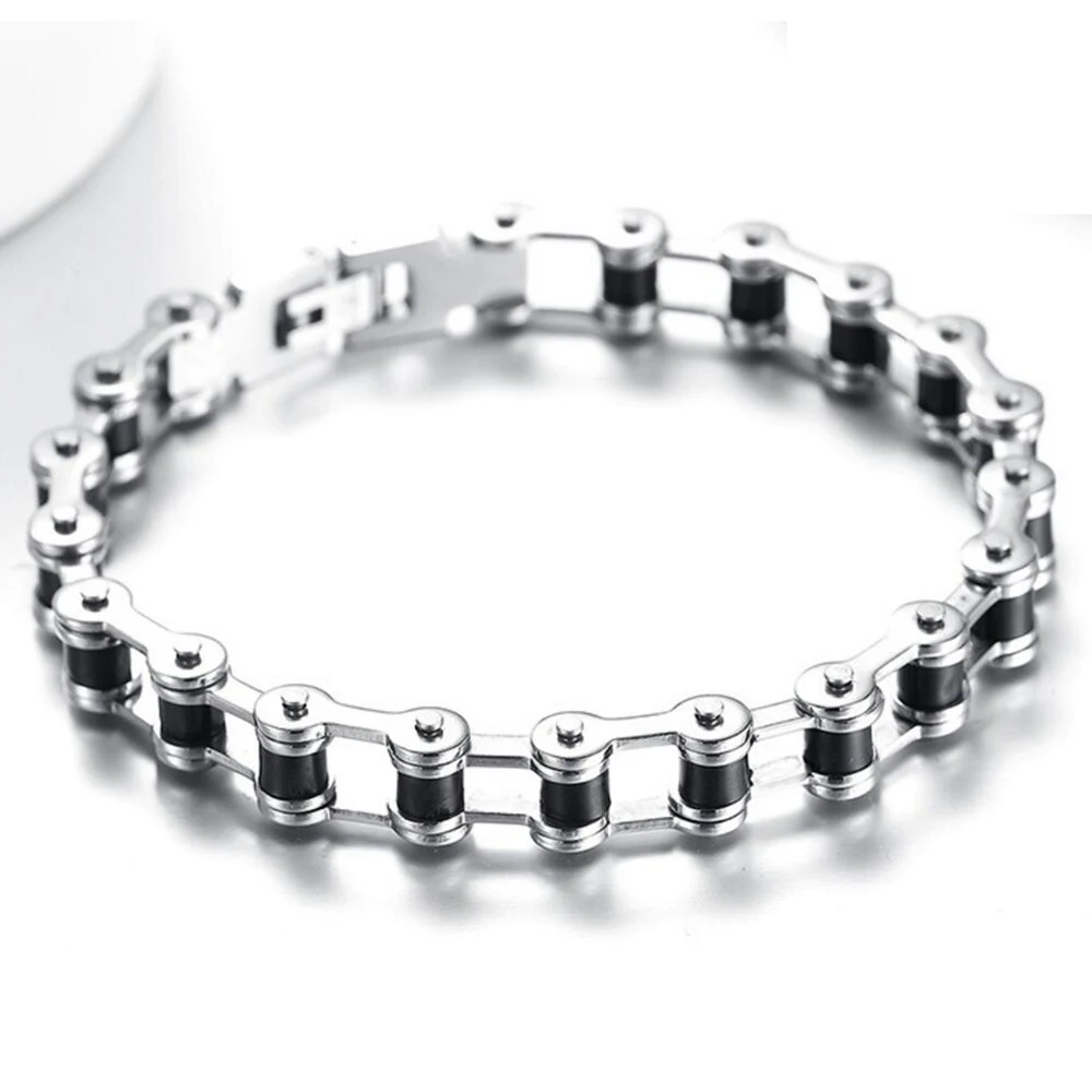 Top Quality Stainless Steel Biker Bracelet  Men\'s Motorcycle Chain Punk Rock Male Bracelet Biker Bicycle Bracelets For Men