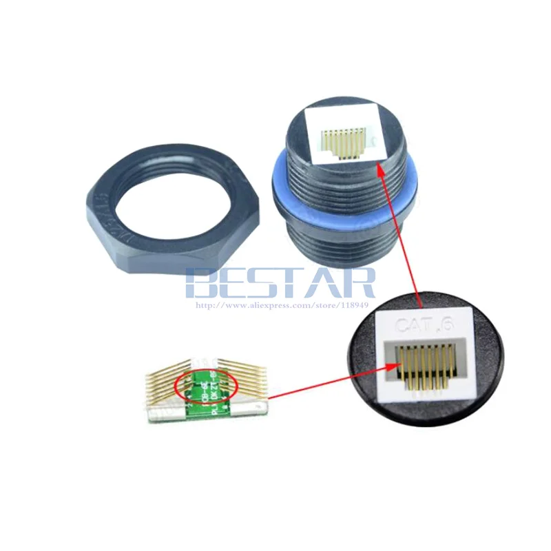 กันน้ำ M25 RJ 45 Connector Socket,ethernet LAN RJ45หญิงกลางแจ้ง AP ไม่มีป้องกันตรงหัวกันน้ำปลั๊กอะแดปเตอร์