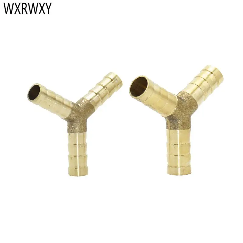 

8mm 10mm Y Connector Brass Pipe Fitting copper 3 Way Hose Barb Connector Copper Barbed Coupler Adapter Coupling 2pcs