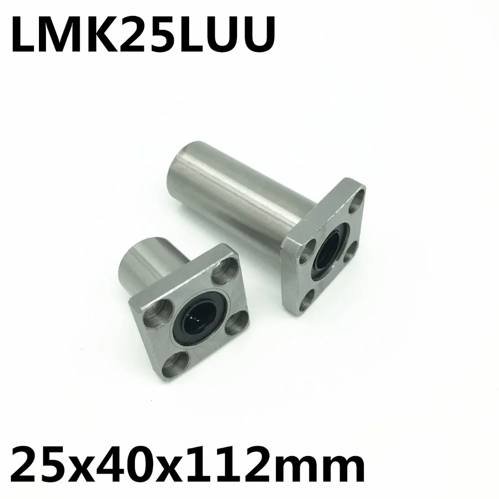 2pcs LMK25LUU for 25mm shaft linear bearing square flange ball bearing bush 25x40x112 mm LMK25L Free Shipping