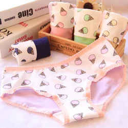 6pcs/lot Cute Ladies Lace Cartoon Bow Briefs Colorful Grils Underwear Preppy 5 designs Cotton Underpant