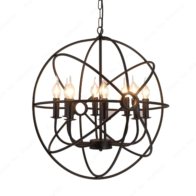 BDBQBL 4/6/8 Heads Candlestick Pendant Light Vintage Iron Chain Parlor Pendant Lamp Matel Bedrooms Restaurant Hanglamp