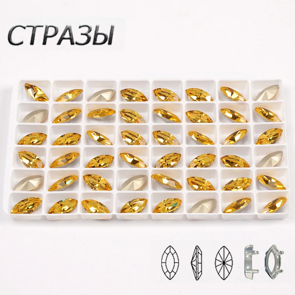 

CTPA3bI Light Topaz Navette Pointbock Rhinestone Crystal Sew On Garment Decorative Horse Eyes Fancy Stones For Jewelry Gym Suit