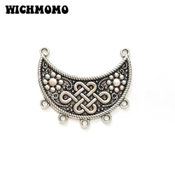 2pieces 47MM Retro  Zinc Alloy Crescent Moon Chinese knot Connectors Charms Pendants for DIY Necklace Jewelry Accessories