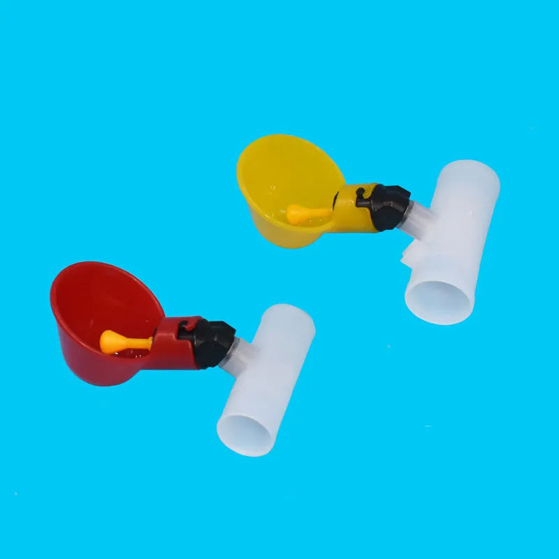 50Sets Automatic Drinking Cups Chicken Waterer Quail Nipple Drinker Thread Drinker Yellow Water Bowl Newest 20mm/25mm Connector