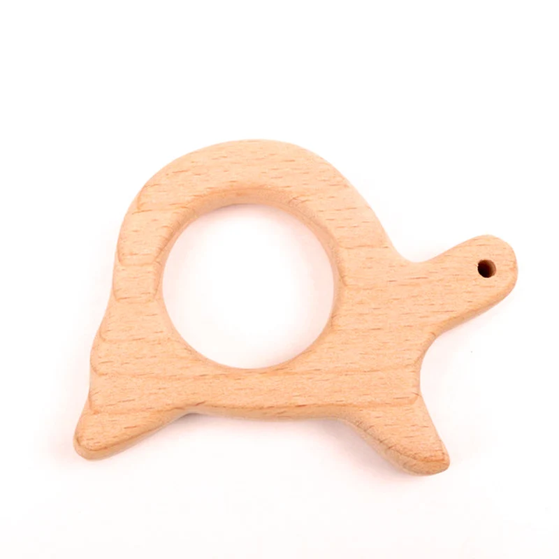 Lovely Cartoon Wood Teether Pure Natural Animal Shaped Baby Teething Nursing Beech Teether Baby Girl DIY Pendant Toy 1pcs