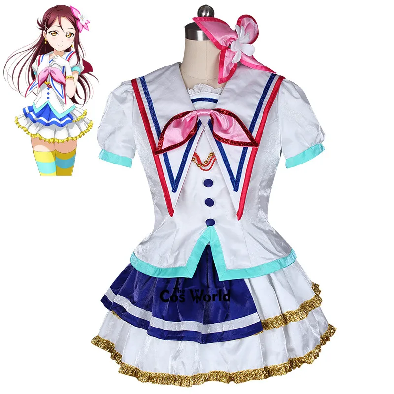 รักแสงแดดสด Aqours กระโดดกระโดด9ตัวอักษร Takami Chika Kurosawa Dia ทับทิม Riko ชุดอะนิเมะ CustomizeCosplay ชุด