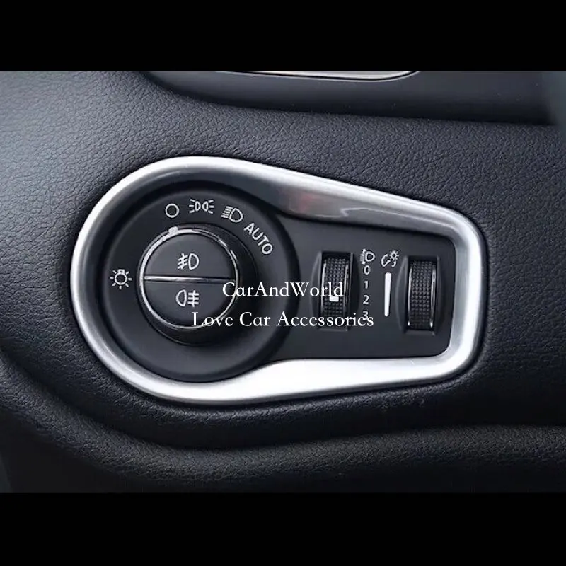 المصباح التبديل غطاء أزرار رئيس مصباح ضبط لوحة الكسوة كروم ملصقات ل Jeep Renegade 2015-2022 اكسسوارات السيارات التصميم