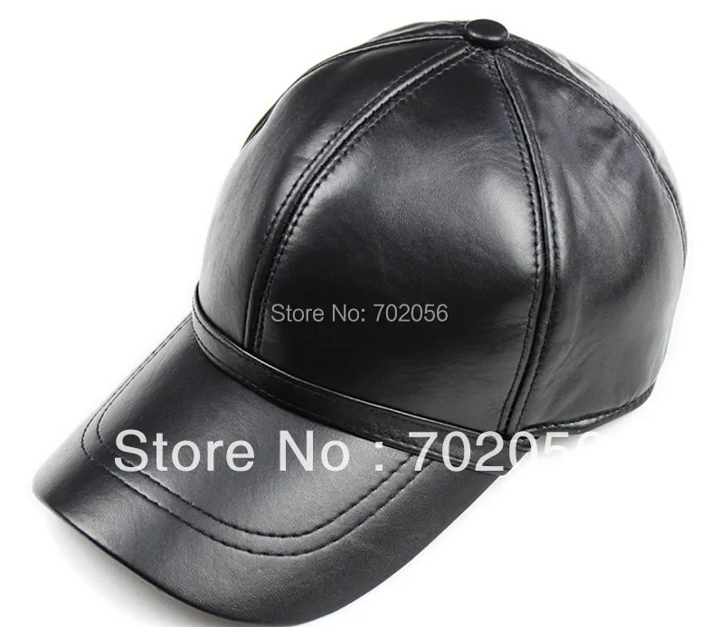 

2018 mens real sheepskin Leather Visors Ball Caps casual HAT CAP WITH EARWAMER 12pcs/lot #3111
