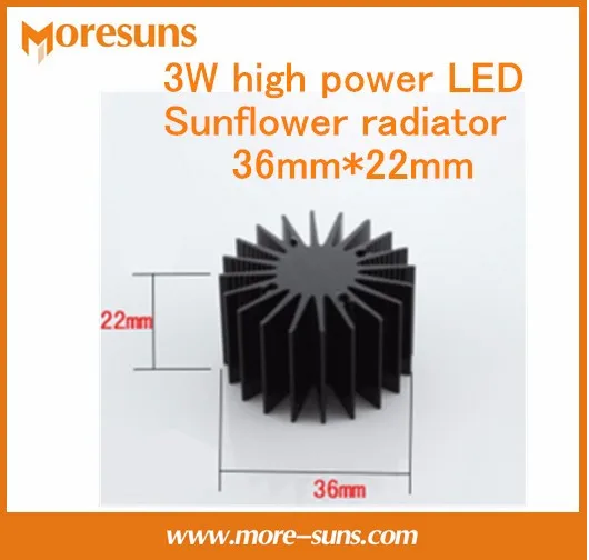 5pcs 3W high power LED sunflower radiator 36*22mm high thermal conductivity aluminum black oxidation heatsink