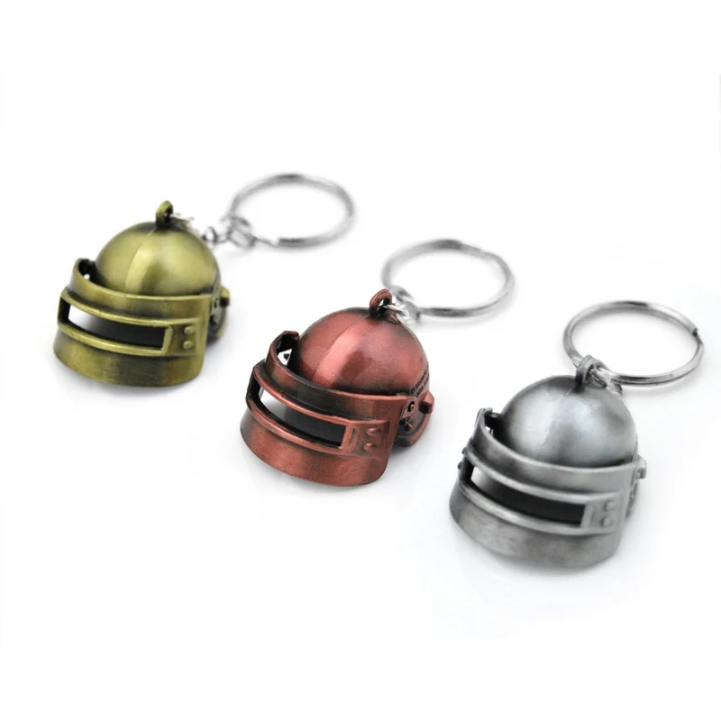 Vintage Metal Jedi Helmet PUBG Pan Keychain Gadgets For Men Games AK47 AUG Guns Key Chain On Bag Car Male Jewelry Boyfriend Gift