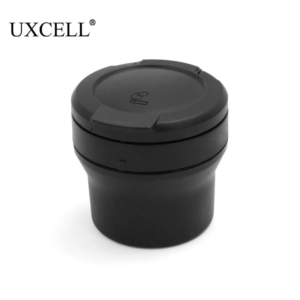 UXCELL 70mm x 75mm Plastic Cylinder Ashtray Cigarette Ash Holder Black for Car Vehicle Stowing Tidying Case