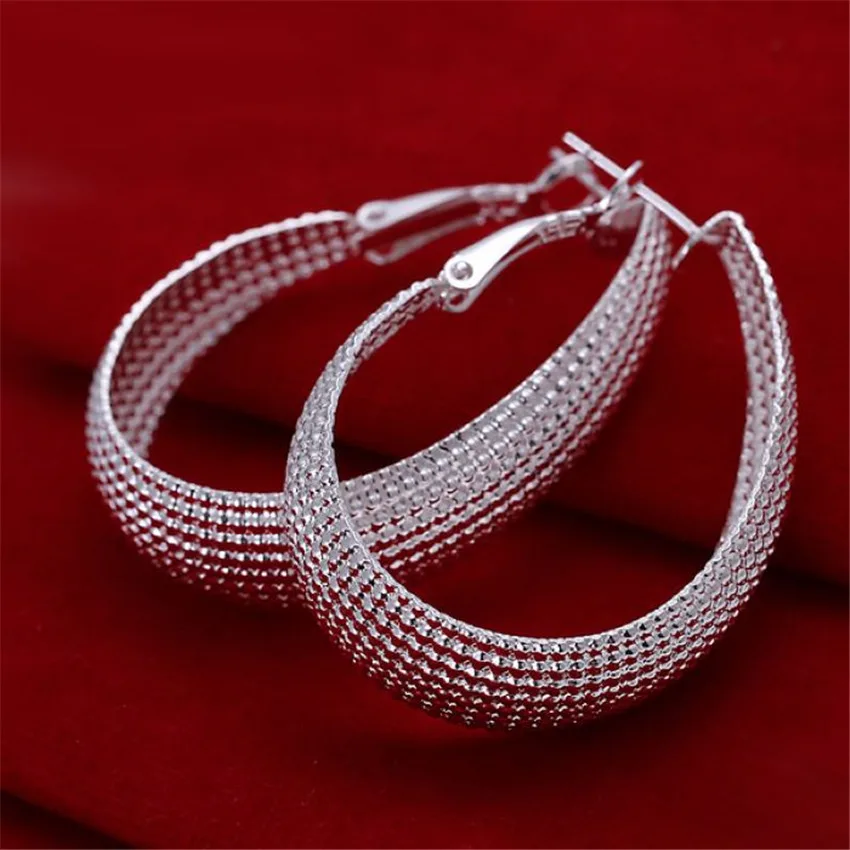 factory price E064 wholesale Beautiful cute hoop  silver color earrings high quality fashion classic jewelry antiallergic