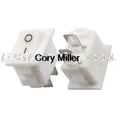 AC 250V 3A Auf/Off SPST Mini Boat Rocker Schalter 2 Solder Lug Pin Weiß