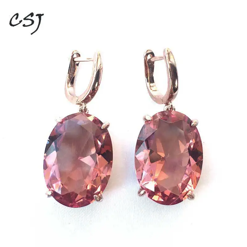 CSJ Diaspore Zultanite Earring 925 Sterling Silver big Stone Color changes Fine Jewelry Women Lady Wedding engagement Party Gift