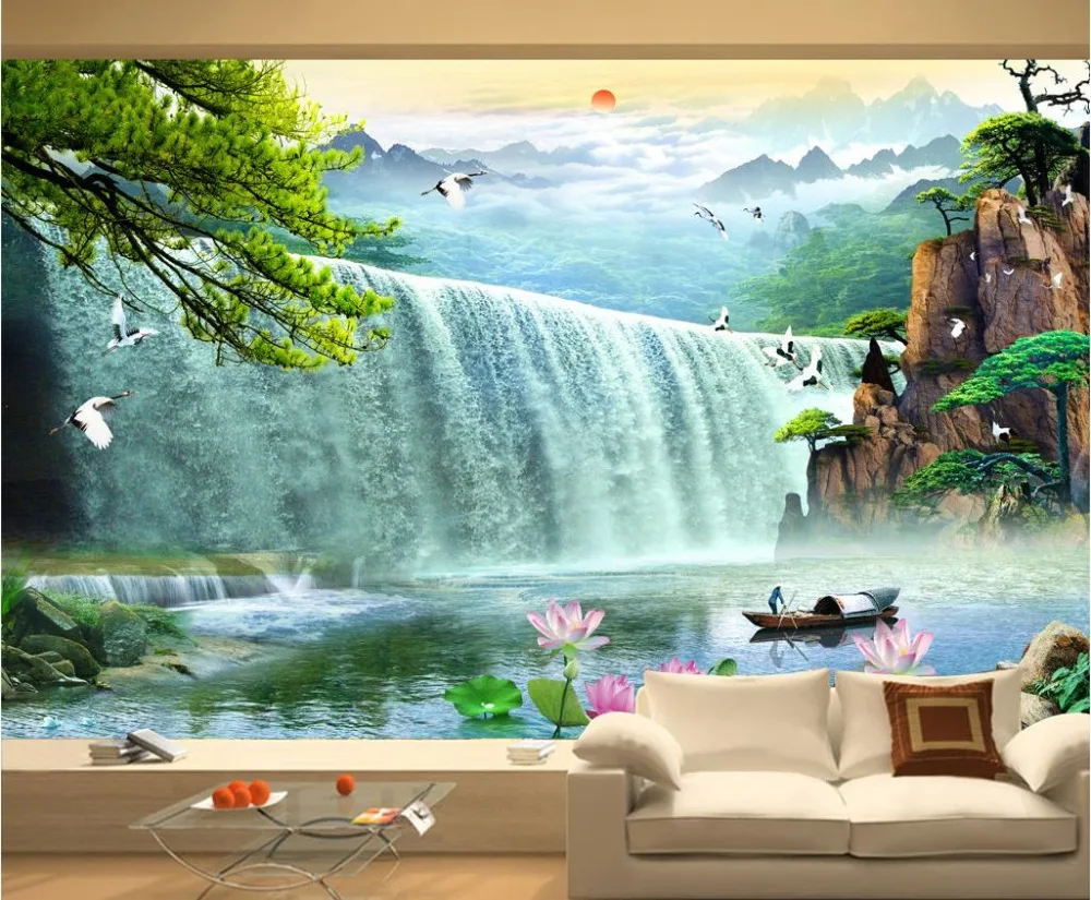 

Custom Photo Wallpaper Waterfalls 3D Stereoscopic Waterfalls wallpapers for living room 3d wall murals farmhouse style