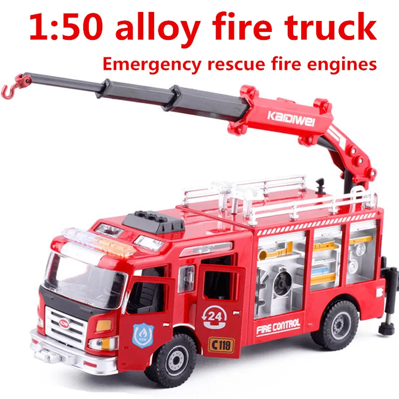 1:50 alloy fire truck,high simulation emergency rescue fire engines model,metal casting,can slide puzzle toys, free shipping