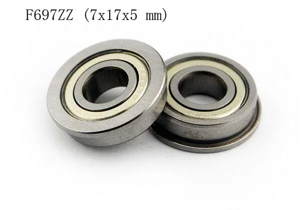 (10 PCS) F697ZZ (7x17x5 mm) Metal Shielded (Flanged) Ball Bearing F697z