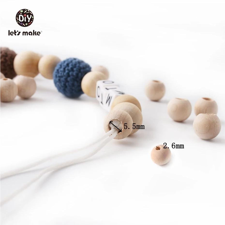 Let\'s make 25pcs Wooden Beads 12mm Natural Ball Spacer Beads Baby Products Accessories Teething Necklace Wooden Baby Teether