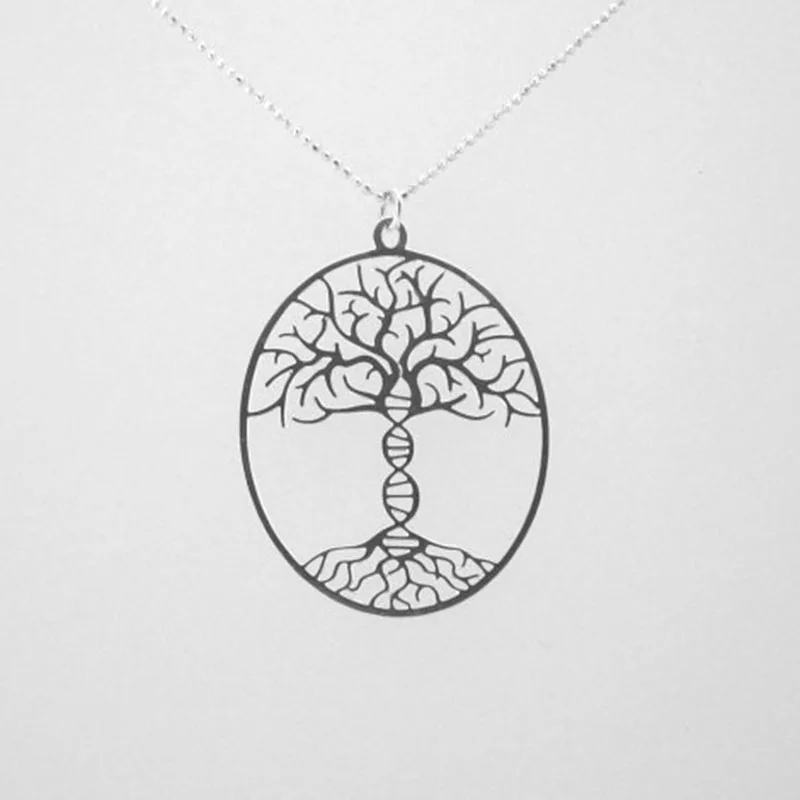 Tree of life with a DNA trunk necklace bioscience Molecule Necklace Plate  Gold Silver Rose Gold 12pcs/lot