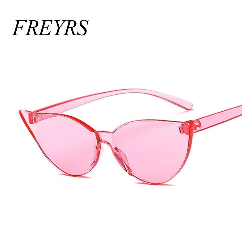 NEW Small Cat Eye Women Sunglasses Fashion Rimless Transparent Summer Style Female Candy Color Shades Sun Glassses for Men 5322F