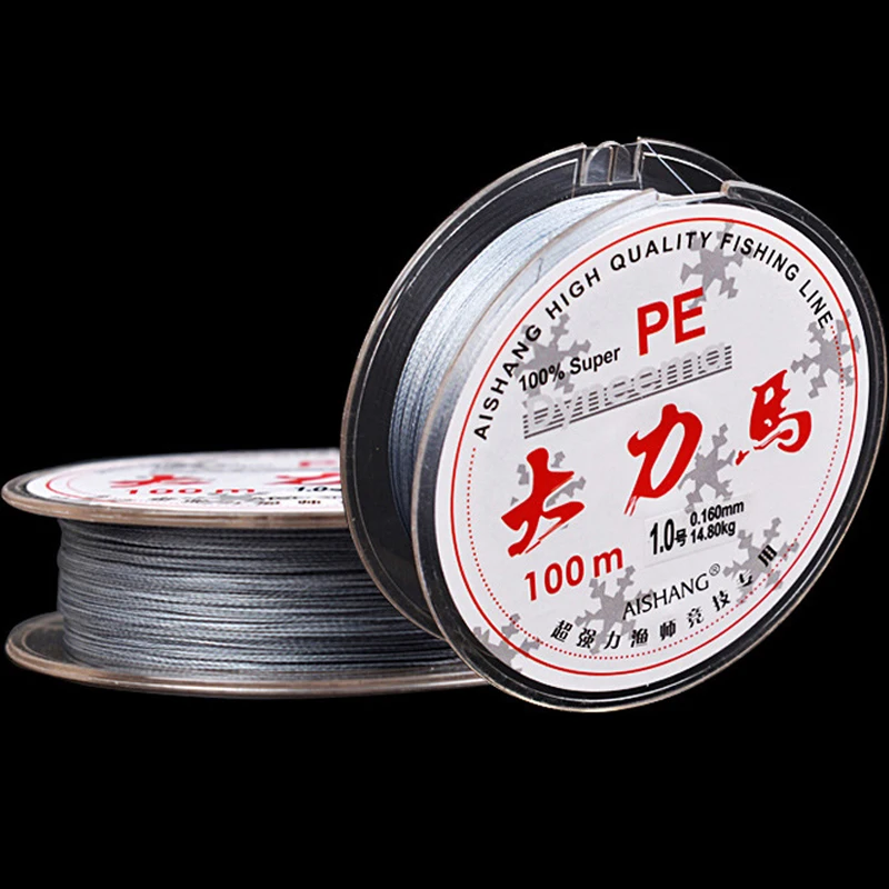 

100m Extreme Strong 4 Strands PE Braided Fishing Line 8LB - 90LB Grey Multifilament Fishing Line For Lure Carp Match Sea Fishing