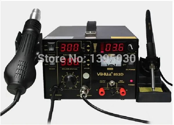 Multifunzione SMD/SMT stazione di rilavorazione pistola ad aria calda di saldatura di ferro DC di alimentazione 3in1 YH-853D, macchina di saldatura, stazione di saldatura di ferro