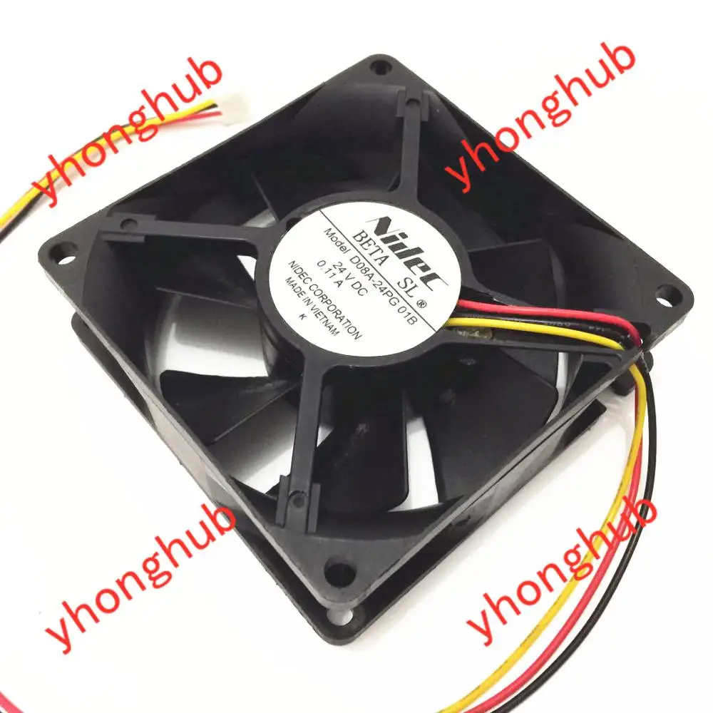 

Nidec D08A-24PG 01B DC 24V 0.11A 80x80x25mm Server Cooling Fan