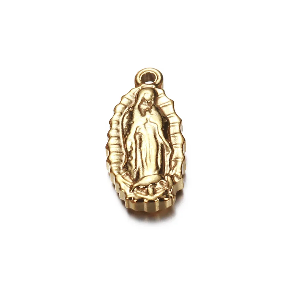 10PCS Wholesale Catholic Stainless Steel Virgin Charms for Jewelry Making Virgin Christian Pendant Accessories