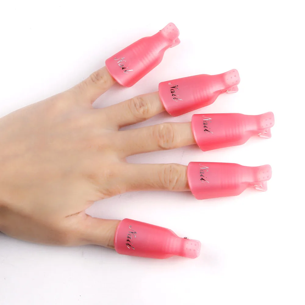 Réinitialisation en plastique pour dissolvant de vernis à ongles, 10 pièces, outil rond pour les doigts