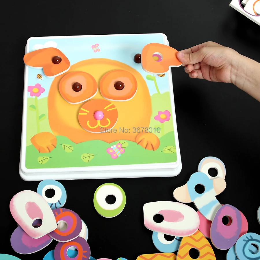 Animal creative Puzzle Game,39 EVA  Designs,Cute Colorful Animal Shapes Motor And Cognitive Skills Development  Education Toys