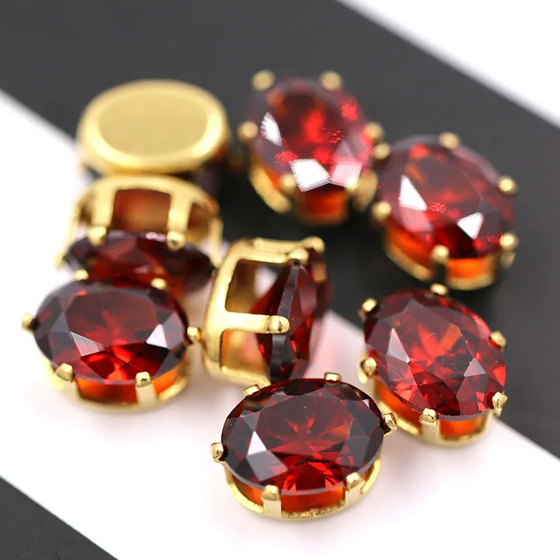 Jewelry Making 6X8mm Flatback Gold Claw Setting Rhinestones Oval Shape Zircon Artificial Gemstone For Necklace/Earring/Nail