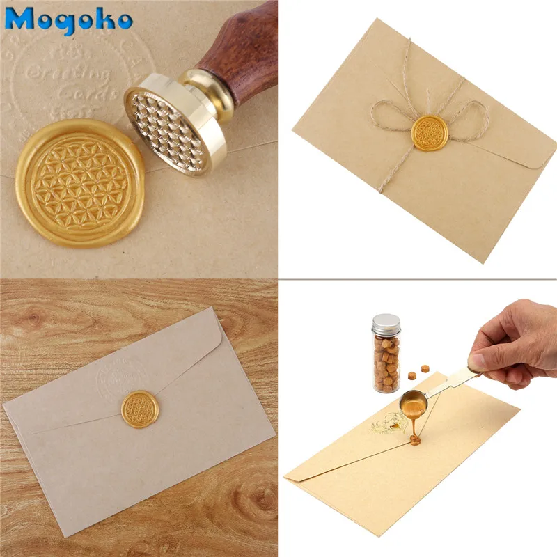 Mogoko Botanical Wax Seal Stamp Retro Classic Sealing Wax Stamps Wedding Cards Decor Flower of Life Sunflower Olive Wreath Leaf