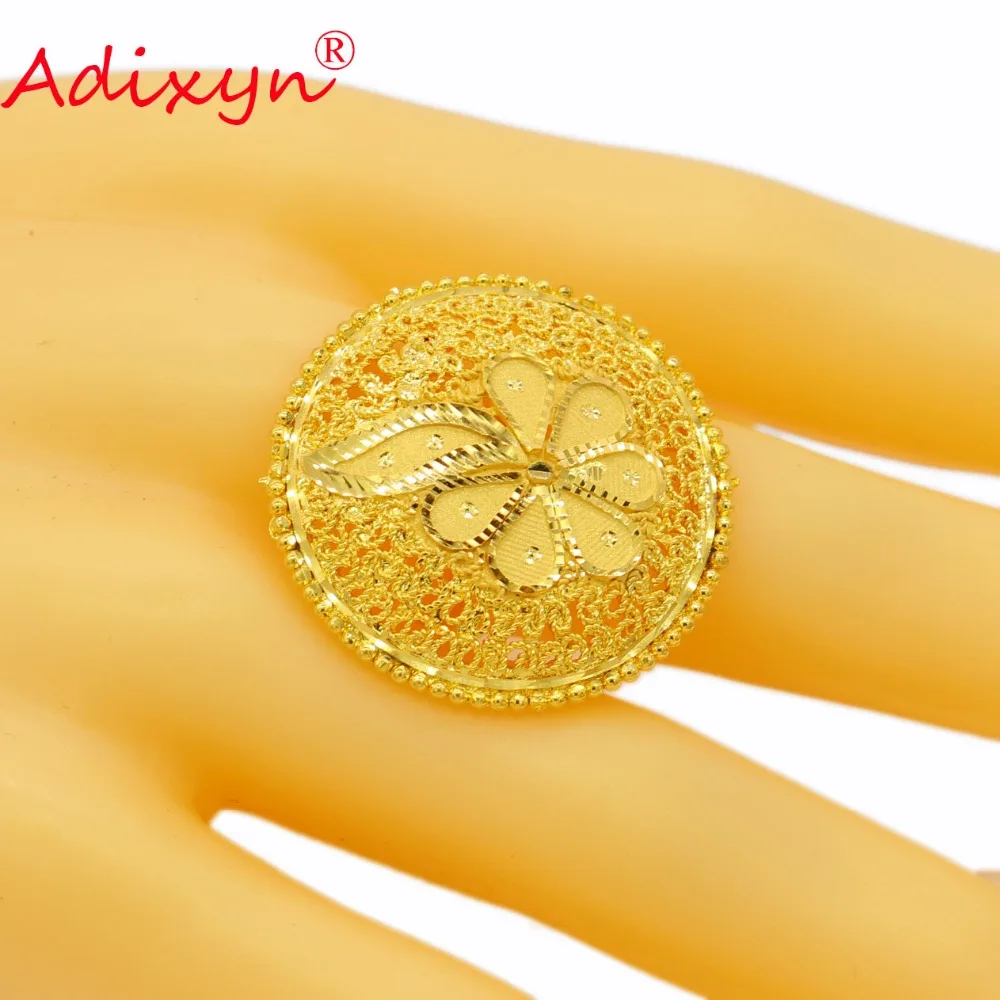 Adixyn Round Wide Ring for Women/Teenage Girls Gold Color Engagement Jewelry India/African/Ethiopian/Arab Items N02272