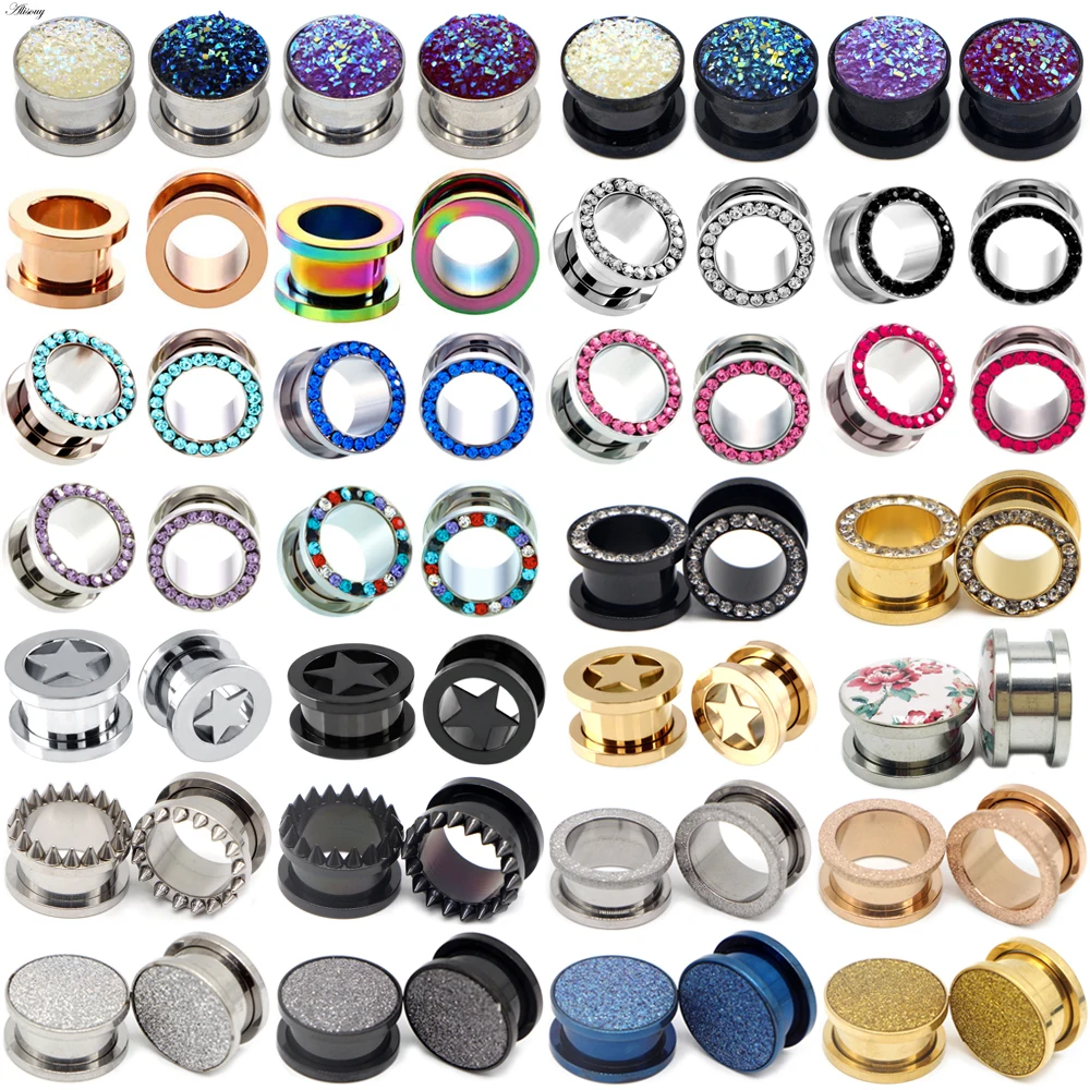 1 szt. Zatyczki do uszu i tunele ze stali nierdzewnej 316L kolczyki do uszu Earlets przykręcany kolczyk Expander wskaźniki uszu biżuteria do ciała piercing